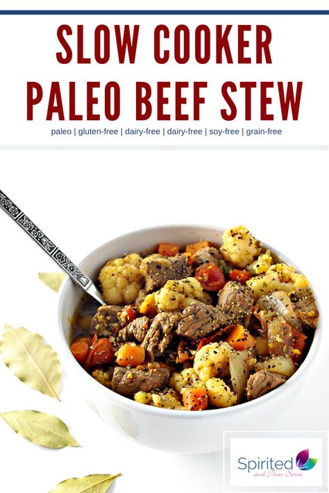 Slow-Cooker Paleo Beef Stew is a delicious healthy comfort food recipe! | spiritedandthensome.com Paleo Stew, Slow Cooker Beef Stew Easy, Paleo Beef Stew, Slow Cooker Recipes Beef Stew, Stew Soup, Paleo Slow Cooker, Recipe For Beginners, Paleo Recipes Breakfast, Beef Stew Crockpot