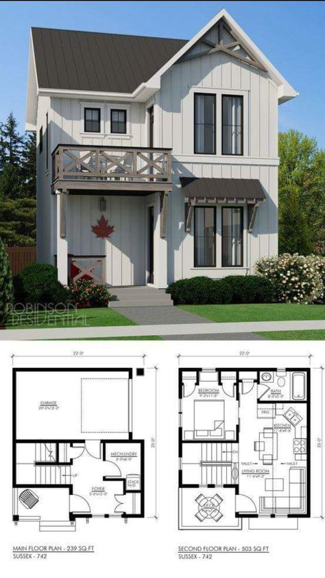 TINY HOUSES Small Home Plan, Chirstmas Decor, Two Story House Plans, Two Story House, Casas The Sims 4, Glam Party, House Modern, Hanging Flowers, Second Story