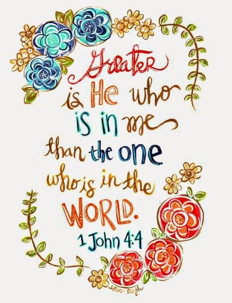 1 John 4 4, Greater Is He, Verse Art, Bible Verse Art, Scripture Wall Art, Favorite Bible Verses, Scripture Art, 1 John, Scripture Quotes