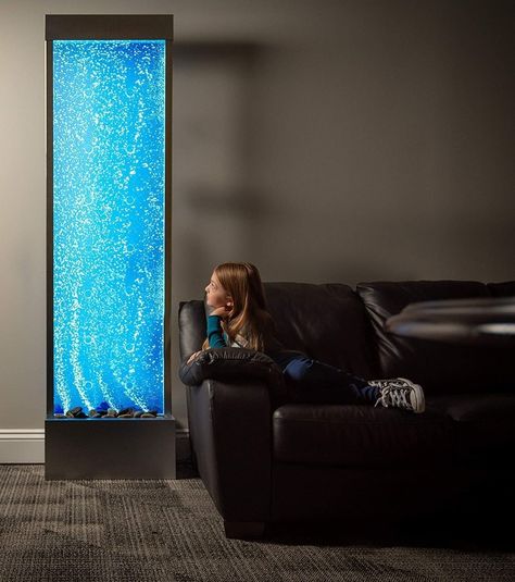 Playlearn Sensory LED Bubble Wall avalible on amazom https://amzn.to/41O5bHb Gorgeous Display,Color Changing Floor Lamp , APP Controlled. EXTRA LARGE FLOOR STANDING This flat, floor standing water bubble tube is more than 6 feet tall! It offers a wide variety of changing colors, and helps create a more relaxed and calm environment Bubble Tube, Calming Room, Sensory Swing, Jellyfish Lamp, Sensory Lights, Bubble Wall, Sensory Rooms, Led Color Changing Lights, Sensory Room