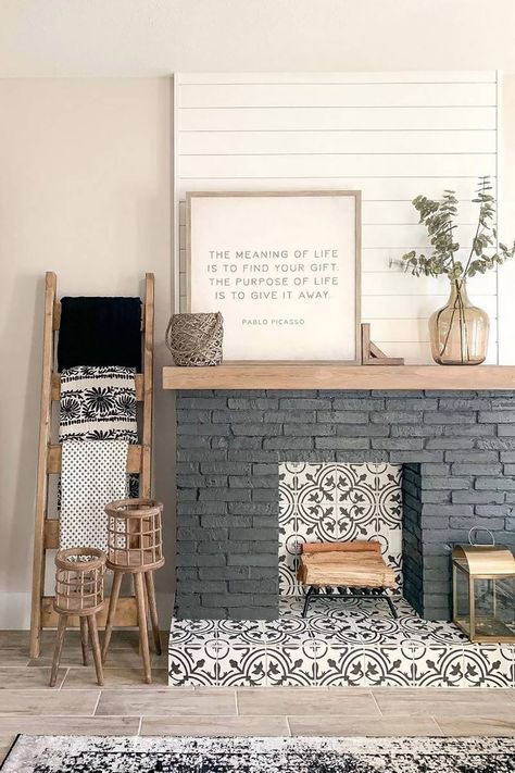 Free-spirited? Check out our boho styles. Boho Styl, East Nashville, Fireplace Remodel, Home Fireplace, Fireplace Makeover, A Living Room, Floor Decor, Home Fashion, Porcelain Tile