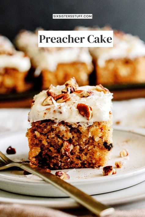 Preacher Cake Preacher Cake, Cake Receipe, Baked Items, Moist Cake Recipe, Quick Cake, Coconut Cake Recipe, Six Sisters, Homemade Frosting, Moist Cake