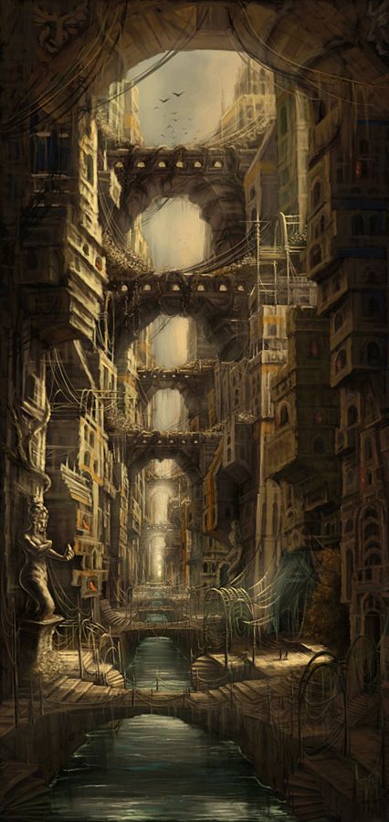 Décor Steampunk, Steampunk Kunst, Steampunk City, Heroic Fantasy, Images Disney, Digital Art Gallery, City Pictures, Fantasy City, Fantasy Setting