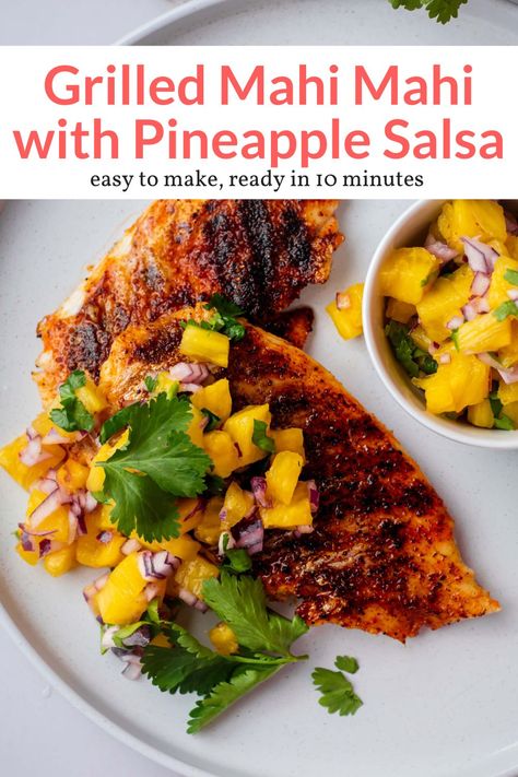 Tropical Mahi Mahi Recipes, Mahi Mahi With Pineapple Salsa, Mahi Mahi Tacos, Grilled Mahi Mahi, Mahi Mahi Recipes, Pineapple Salsa Recipe, Hawaiian Recipes, Slender Kitchen, Fish Dinner Recipes