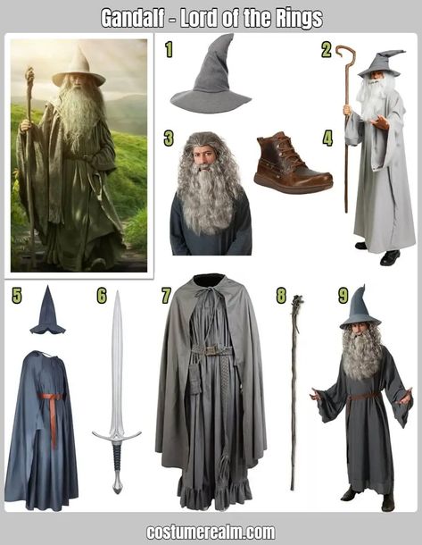 How To Dress Like Gandalf Costume Guide For Cosplay & Halloween Gandalf Halloween Costume, Gandalf Costume Women, Gandalf Costume Diy, Female Gandalf Cosplay, Easy Lotr Costume, Diy Gandalf Costume, Gandolf Costumes, Wizard Halloween Costume, Gandalf Cosplay