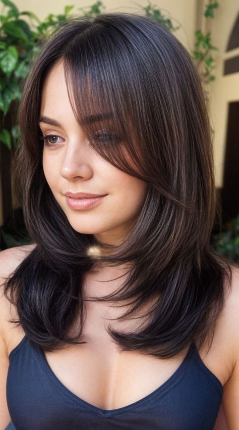 Haircut Layer With Bangs, Haircuts Bob Medium, Curtain Bangs For Mid Length Hair, Layer Hair Medium, Layer In Short Hair, Cute Haircuts Bangs, Mid Haircut Layers, Haircut For Short Length Hair, Layered Haircuts For Short Hair Straight