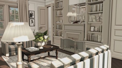 Amelie At Home Library, Classic Modern House, Soho Apartment, Brindleton Bay, San Myshuno, Play Sims 4, Sims 4 House Design, New Orleans Homes, Sims 4 Cc Furniture