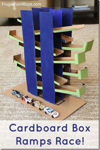 DIY Hot Wheel Car Track - what a fun kids activities that toddler, preschool, kindergarten, 1st grade and more will love. Not only is it fun to make, but is a blast to play with too! Great for boys! Diy Paper Art, Carton Diy, Car Wheels Diy, Cardboard Box Crafts, Matchbox Cars, Diy Cardboard, Hot Wheels Cars, Cardboard Crafts, Stem Activities