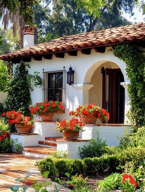 Tiny Hacienda Home, Colonial Tiny House, Small Hacienda Style Homes, Small Spanish Style Homes, Rustic House Exterior, Houses In Mexico, Mansion Exterior, Professional Wallpaper, Spanish Style Home