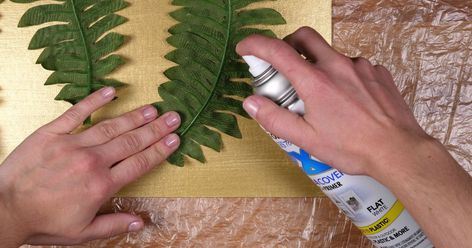 Don't waste money on expensive home decor. Make it yourself by watching this fun DIY video. Expensive Home Decor, Diy Spray Paint, Framed Botanical Prints, Fern Frond, Jungle Art, Faux Leaf, White Spray Paint, Corrugated Paper, Fern Plant