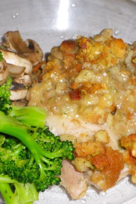 Chicken thighs and stuffing bake Chicken Thighs And Stuffing, Stuffing Chicken, Stuffing Bake, Meals Chicken, Stuffing Casserole, Baked Chicken Thighs, Stuffing Recipes, Winner Winner, Crock Pot Slow Cooker