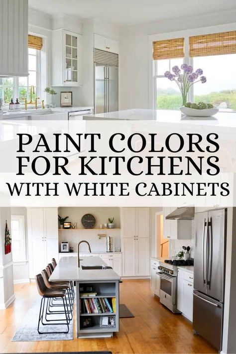 Paint colors for kitchens with white cabinets. Kitchen paint colors. Paint colors for kitchen. White cabinets. Kitchen Palette Ideas, Kitchen Color Palette Ideas, Paint Colors For Kitchens, Colors For Kitchens, Kitchens With White Cabinets, White Cabinets Kitchen, Paint Colors For Kitchen, Small Kitchen Colors, Kitchen White Cabinets