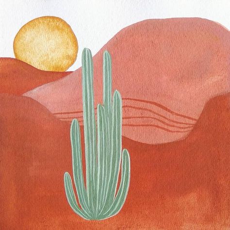 Kelsey Wickwire on Instagram: "Yonder. . . . . #artonpaper #gouache #sunset #cactus #desertlandscape #gouacheillustration #watercolorsketchbook #watercolor #illustration #paintingoftheday #desert #organpipe" Minimalist Desert Art, Easy Cactus Painting, Desert Watercolor, Desert Artwork, Cactus Painting, Gouache Illustrations, Easy Canvas Art, Desert Art, Watercolor Sketchbook