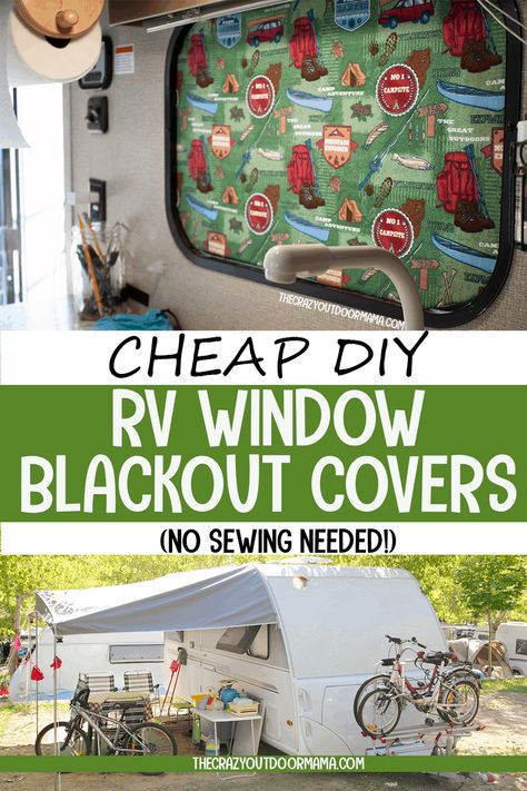 How to DIY RV BlackOut Window Covers for Your RV or Camper (NO SEWING Involved!) – The Crazy Outdoor Mama Camper Blinds, Window Coverings Blackout, Camper Windows, Camper Vintage, Camping With Toddlers, Camping Snacks, Rv Camping Tips, Camper Hacks, Camping Must Haves