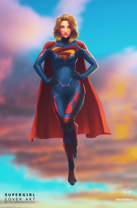 ArtStation - Supergirl - Character Illustration, Soumyadipta Roy Supergirl Concept Art, Supergirl Redesign, Scifi Suit, Supergirl Characters, Dc House, Superhero Ideas, Super Suit, Comics Characters, Superman Family