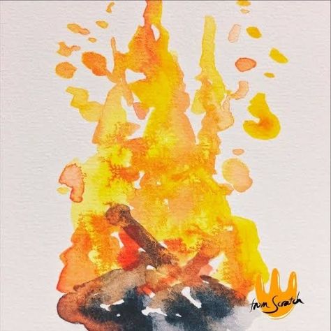 5 Elements Of Nature, Camping Illustration, Camping Fire, Learn Watercolor Painting, Fire Painting, Ap Studio Art, Learn Watercolor, Drawing Watercolor, Fall Watercolor