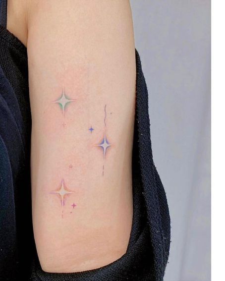 Tattoos Inspired By Books, Shooting Star Tattoo, Sparkle Tattoo, Purple Tattoos, Free Tattoo Designs, Star Tattoo Designs, Western Vibes, Petite Tattoos, Inspiration Tattoo