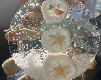 Ornaments Crafts, Beach Themed Crafts, Coastal Ornament, Beachy Christmas, Glass Snowman, Shell Crafts Diy, Aqua Glass, Sea Glass Crafts, Snowman Ornament