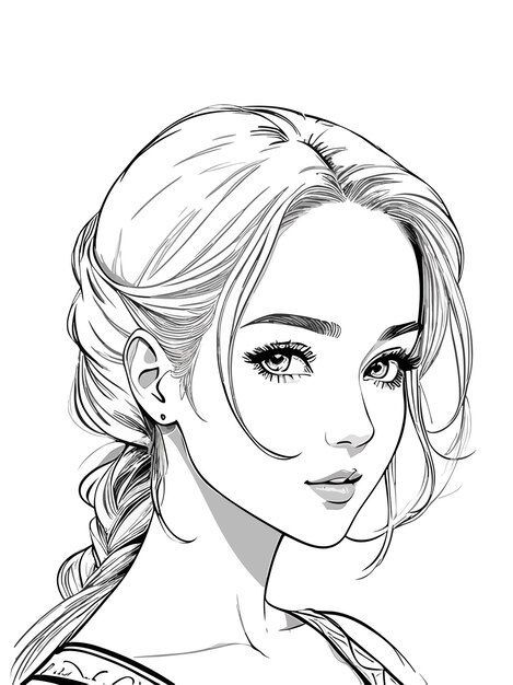 Beautiful Face Drawing, Sketches Of Women Faces, Beautiful Woman Drawing, Girl Drawings Sketches, Girls Drawing Sketches, Woman Sketch Face, Anime Woman Sketch, How To Draw A Girl