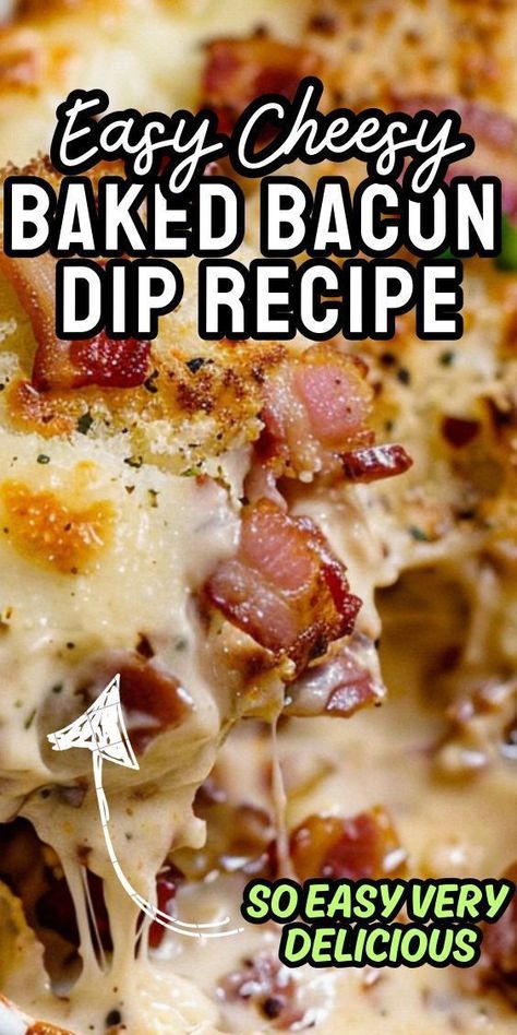 Cheesy Baked Bacon Dip Bacon Horseradish Dip Recipe, Bacon Dip Recipes, Bacon Cheddar Dip, Cheesy Bacon Dip, Bacon Cheese Dips, Yummy Casserole Recipes, Bacon Dip, Cheesy Casserole, Baked Bacon