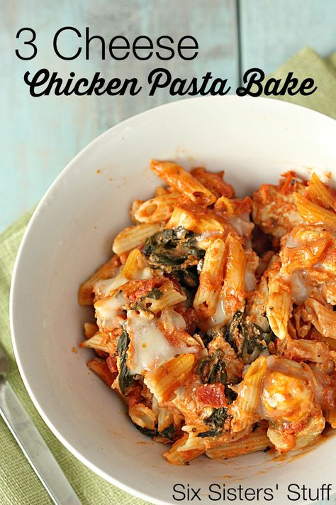 Three-Cheese Chicken Penne Pasta Bake / Six Sisters' Stuff | Six Sisters' Stuff Three Cheese Chicken Penne, Cheese Chicken Pasta, Penne Pasta Bake, Baked Penne Pasta, Chicken Penne Pasta, Chicken Penne, Six Sisters Stuff, Chicken Pasta Bake, Baked Pasta Recipes