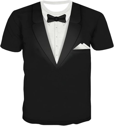 Amazon.com: KYKU Black Tuxedo T Shirt for Men Bowtie Tshirt Suit Tie Tshirt Tux Tshirts : Clothing, Shoes & Jewelry Tuxedo T Shirt, Black And White Tuxedo, Tuxedo Shirt, Secret Agent, Tuxedo Shirts, Black Tuxedo, Suit Shirts, T Shirt Costumes, Suit And Tie