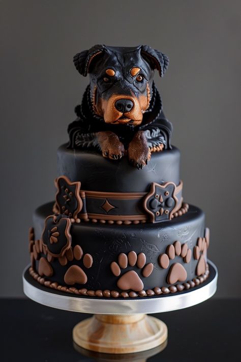 Paw-fect Rottweiler Birthday Cakes to Make Their Day Special Rottweiler Cake Ideas, Rottweiler Cake, Dog Cake Design, Dog Lover Cake, Puppy Cakes, Barbie Dress Cake, Lover Cake, Cake Dog, Cakes To Make