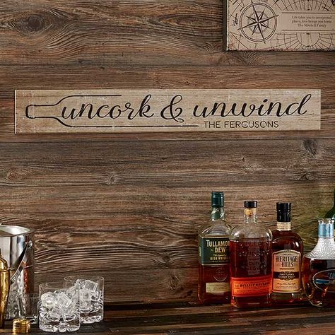 Home Bar Signs, Primitive Bathrooms, Personalization Mall, Personalized Bar Signs, Wine Signs, Inspirational Wall Decor, Diy Bar, Bar Room, Custom Wall Art