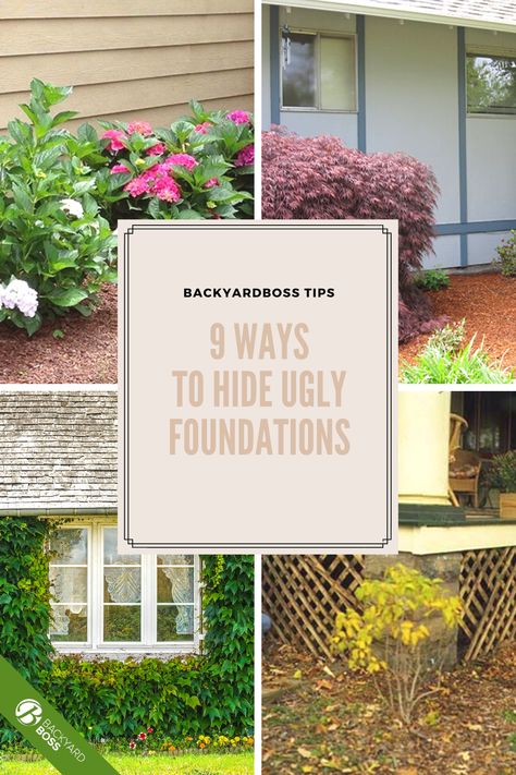 Looking for a good way to hide your home's foundation? Here are nine simple ideas that are perfect projects for long weekends (or weeks!) stuck at home. Hide House Foundation Ideas, How To Hide Foundation On House, Landscaping To Cover Foundation, Landscaping To Hide Foundation, Foundation Landscape Ideas, Home Foundation Cover Ideas, Hide Foundation Of House, Hiding House Foundation, Foundation Landscaping Ideas