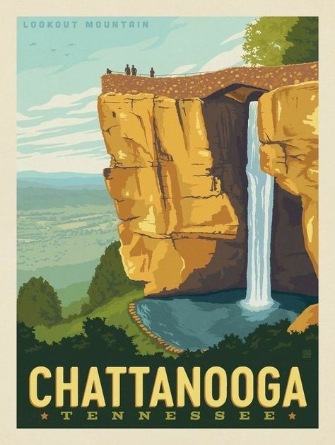 Travel Signs, Downtown Chattanooga, Anderson Design Group, Postal Vintage, Lookout Mountain, Canvas Banner, Chattanooga Tennessee, Indian Tribes, Chattanooga Tn