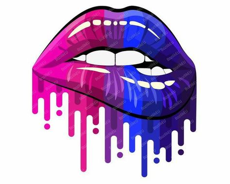 Pride Flag Tattoo, Pride Lips, Lips Art Print, Pride Tattoo, Bisexual Pride Flag, Bi Flag, Lip Wallpaper, Dripping Lips, Bisexual Flag