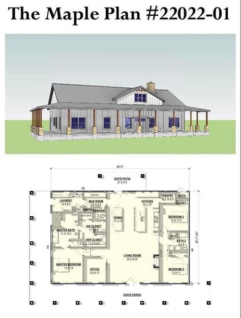 Perfect House Plan, Ranch Plans, Barndo Ideas, Metal Building House Plans, Metal House Plans, Barn Homes Floor Plans, Barn Houses, Ranch Homes, Barn House Design