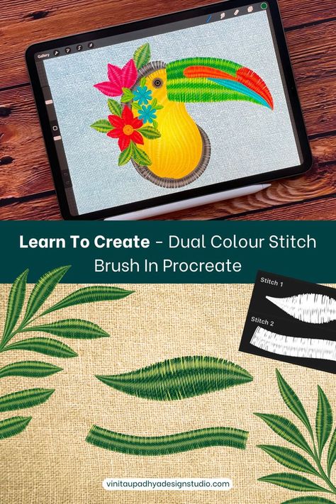 You'll learn how to create Dual Colour Stitch Brush for Digital Embroidery in the drawing app Procreate. You’ll learn how to: Create Dual Color Embroidery Stitch Brushes in Procreate. Illustrate motifs on embroidery ring, we’ll be creating an example of floral design in this class. Recolor & visualise motifs and designs in Procreate. Manipulate brush settings, textures, and dynamics to create unique brushes. Techniques you can apply while creating any procreate brushes of your choice! Sketches Floral, Design Colour Palette, Brushes In Procreate, Ring Images, Embroidery Ring, Brush Embroidery, Unique Lettering, Illustrator Brushes, Procreate Drawing