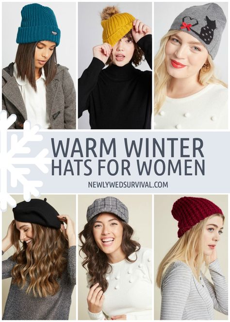 12 Warm and Stylish Winter Hats for Women via @newlywedsurvive Winter Hat Styles For Women, Womens Winter Hats Cold Weather, Cute Hats For Winter, Stylish Winter Hats For Women, Winter Hats Women, Cute Winter Hats For Women, Winter Beanies For Women, Women’s Winter Hats, Winter Hats For Women Cold Weather