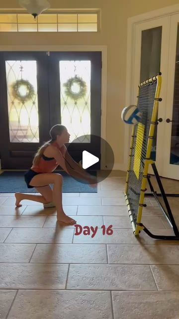 Charly Russell on Instagram: "Day 16!! 6/12/24 All about the rebounder today. My rebounder and heavy ball are both from Amazon.     . . . . .  #charsvballjourney #volleyballclubtryouts #rebounder #volleyballislife #volleyballathome #volleyballgirls #passingdrills #setting #setters #defense #alittlebiteachday #putinthework" Diy Volleyball Rebounder, Rebounder Volleyball, Volleyball Rebounder, Passing Drills, Volleyball Practice, Volleyball Net, Volleyball Workouts, Volleyball Training, Volleyball Drills