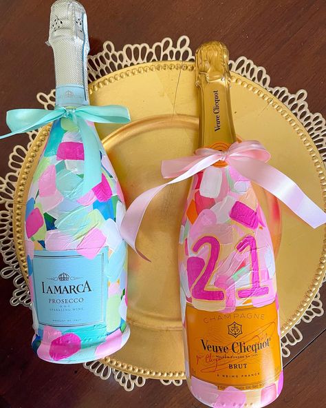 21st birthday bottles 🍾🥳 - - - - - - - #paintedbottle #champagne #champagnebottle #art #abstract #sarahthomas #sarahthomasstyles 21 Painted Champagne Bottle, Birthday Champagne Bottle Painted, 21st Painted Champagne Bottle, Painted Champagne Bottle Birthday, 21st Birthday Champagne Bottle, Birthday Champagne Bottle, 21st Birthday Bottle, Champagne Bottle Decoration, Painted Champagne Bottles