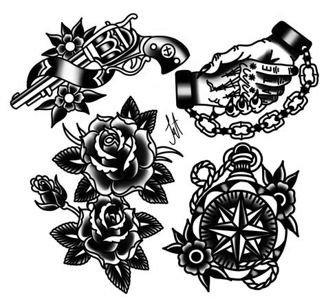 Black And Gray Traditional Tattoos, Traditional Black Tattoo Old School, American Traditional Sleeve Black, American Traditional Tattoos Black And White, Black And Grey American Traditional, Old School Tattoo Black, Tattoo Old School Black, Traditional Tattoos Black, Traditional Tattoo Prints