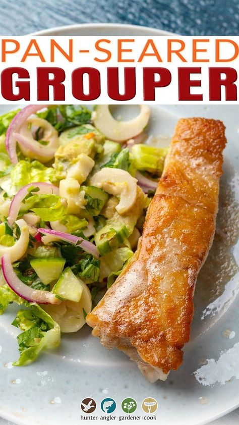 Recipes For Grouper Fish, How To Cook Grouper Fish, Best Grouper Fish Recipes, Grouper Recipes Pan Seared, Grouper Fish Recipes Baked, Pan Seared Grouper Recipes, Beachy Food, Pan Seared Grouper, Grouper Fish Recipes