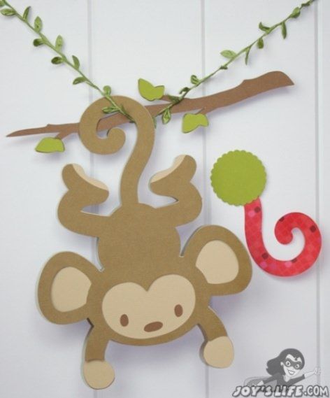 22 Fun Monkey Crafts, Parties and Printables for Kids – Tip Junkie Hanging Monkey Template, Hanging Monkey Craft, Monkey Template, Monkey Decorations, Jungle Theme Classroom, Monkey Games, Pin The Tail, Monkey Crafts, Hanging Monkey