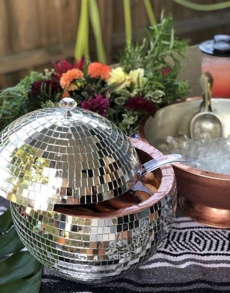 Disco Ball Punch Bowl Featured in Garden & Gun Magazine | Etsy Disco Ball Punch Bowl, Festa Rock Roll, Disco Birthday Party, Disco Party Decorations, Disco Theme, New Years Eve Weddings, New Year's Food, Bar Cart Decor, Punch Bowls