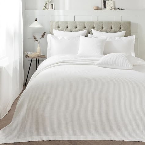 Florian Bedspread & Cushion Covers | Cushions, Bedspreads & Throws | The White Company US French Knot Flowers, Pool Cottage, Bedroom Schemes, Bed Inspo, White Bedspreads, Bedroom Styling, Flat Ideas, White Duvet Covers, White Duvet