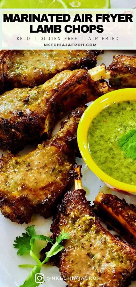 Easy Lamb Chop Recipes, Marinated Lamb Chops, Lamb Chop Recipe, Grilled Lamb Recipes, Air Fryer Lamb, Lamb Chops Marinade, Meat Marinade Recipes, Cilantro Lime Marinade, Lamb Marinade