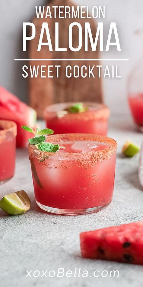 Cowboy Themed Cocktails, Watermelon Paloma, Cocktail Watermelon, Tequila Paloma, Cruise Cocktails, Elegant Cocktails, Easy Summer Cocktail Recipes, Paloma Recipe, Watermelon Cocktail