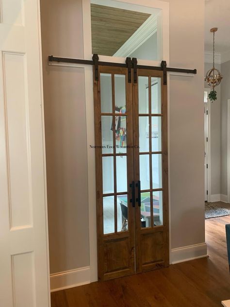 Excited to share the latest addition to my #etsy shop: Custom Built: Glass French Doors, Kitchen Pantry Doors, Pantry, Raised panel, shaker style, custom style, laundry room doors, mudroom https://etsy.me/3CKchRT #custombuilt #solidwood #barndoor #utah #slidingdoor #h Barn Doors With Glass Panels, French Doors Farmhouse, Door French Country, French Barn Doors, French Country Doors, Kitchen Pantry Doors, Laundry Room Doors, Farmhouse Doors, Pantry Doors