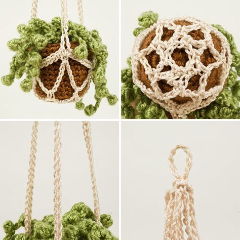 Free Crochet Patterns - PlanetJune by June Gilbank: Blog Crochet Plant Hangers, Plant Crochet, Crochet Plant Hanger, Crochet Plants, Phone Cases Ideas, Crochet Phone Cases, Crochet Mobile, Mercerized Cotton Yarn, Crochet Car