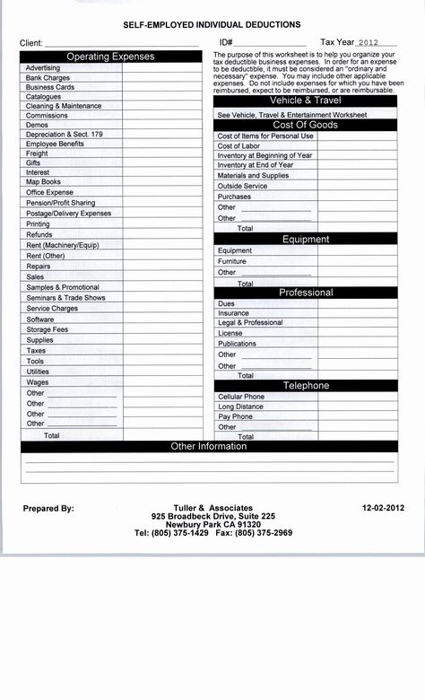 FunctionalBest Of Self Employed Tax Deductions Worksheet Tax Prep Checklist, Small Business Expenses, Small Business Tax Deductions, Business Worksheet, Business Tax Deductions, Tax Write Offs, Business Bookkeeping, Small Business Tax, Small Business Bookkeeping