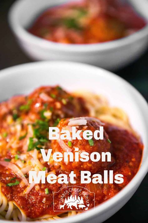 Baked Venison Meatballs- For Quick Meals - Timber Creek Farm Sweet Potato Meatballs, Venison Meatball Recipes, Venison Meatballs, Homemade Sweet Potato Fries, Venison Meat, Ground Venison, Roasted Tomato Sauce, Sweet And Sour Meatballs, Venison Recipes