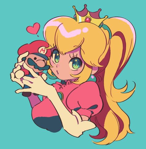 Super Mario Bros art > Princess Peach with little Mario doll > Nintendo > Video Games | ningukt Super Princess Peach, Super Mario Princess, Mario And Princess Peach, Super Princess, Peach Mario, Mario Fan Art, Nintendo Princess, Peach Art, Princesa Peach