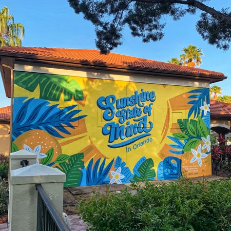 Sunshine Mural, Mural Cafe, Exterior Murals, Beach Wall Murals, Beach Mural, Mural Art Design, Jungle Mural, Garden Mural, Sunshine Beach