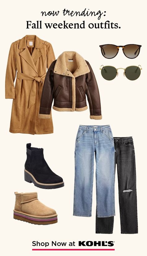 Shearling Outerwear With Faux Fur Lining For Fall, Drive In Movie Outfit, Brown Sherpa Outerwear For Fall, Brown Faux Fur Coat For Cold Weather, Girls Dinner Outfit, Brown Shearling Outerwear With Faux Fur Lining, Trendy Brown Faux Fur Outerwear, Fall Weekend Outfits, Dinner Outfit Fall